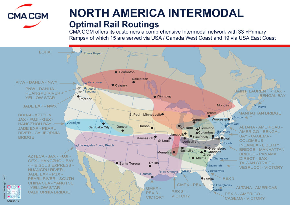 北美多式联运-最佳的铁路路线